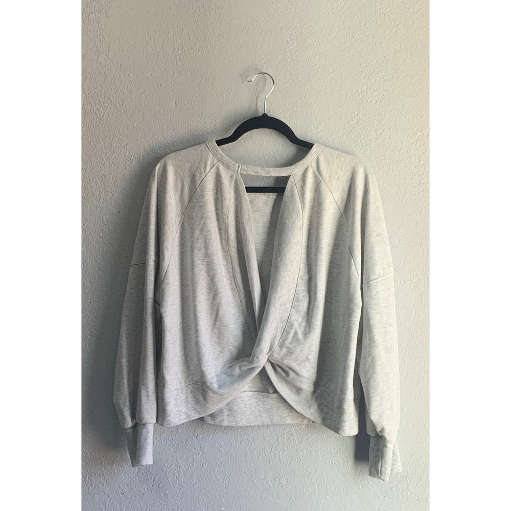 Flex Time Heather Gray Twist Back Sweatshirt Pullover Top FP5037504R Size L
